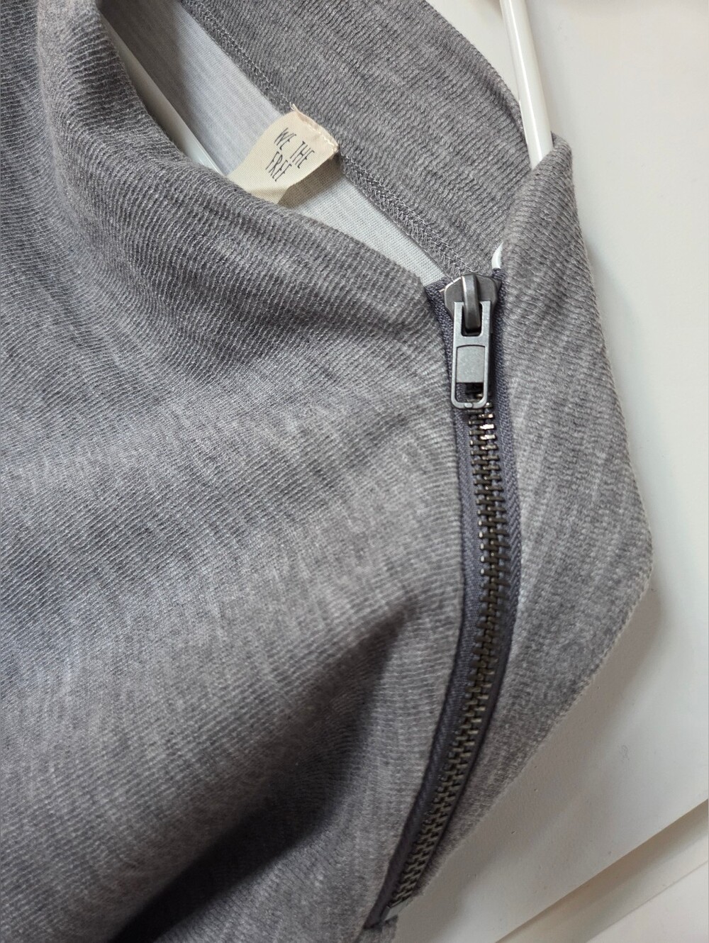 NWT Free People Nikala Zip Shoulder Sweater Gray XS We The Free Dolman Knit Top